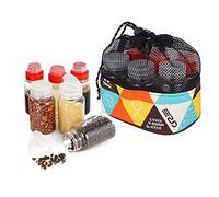Outdoor Seasoning Bottle Set, Portable Seasoning Pot Sauce Oil Vinegar Bottle Kitchen Spice Box, 6-piece Spice Container with Carrier Bag, Suitable for Outdoor Camping BBQ Picnic Travel