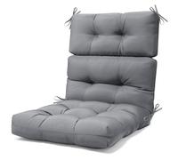 Outdoor Seat Cushion Replacement, Waterproof Thicked 112x53.3x10 cm Garden Adirondack Chair Cushions with Ties, High Back Rocking Chair Pad for Patio Furniture, Grey