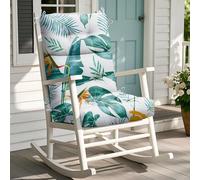 Outdoor Seat Cushion Replacement, Waterproof Thicked 112x53.3x10 cm Garden Adirondack Chair Cushions with Ties, High Back Rocking Chair Pad for Patio Furniture, Yellow-Green Leaf