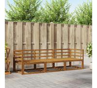 Outdoor Sectional Sofa Natural Solid Acacia Wood 245.5 x 83 x 73 cm Slatted Back