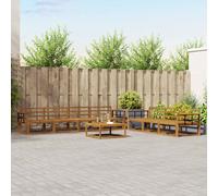 Outdoor Sectional Sofa Natural Solid Acacia Wood 79x79x37 cm Slatted Modular Eco
