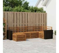 Outdoor Sectional Sofa Set 255x136.5x73 cm Natural Acacia Wood Lacquered 6-piece