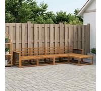 Outdoor Sectional Sofa Set 329x162.5x73cm Natural Acacia Wood 5pc Modular Garden
