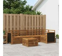 Outdoor Sectional Sofa Set 5pc Natural Solid Acacia Wood with 59x59x37cm Table