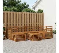 Outdoor Sectional Sofa Set 6pc Natural Solid Acacia Wood Modular Patio for patio