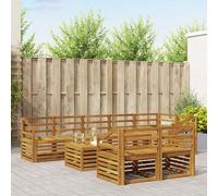 Outdoor Sectional Sofa Set 9pcs Natural Acacia Wood Slatted Modular 59x59x37cm