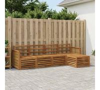 Outdoor Sectional Sofa Set Natural Acacia Wood 5-Piece Modular Patio 37cm SeatHt