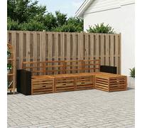 Outdoor Sectional Sofa Set Natural Acacia Wood 59x63x73cm Modular 5pcs Durable