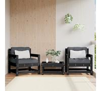 Outdoor Sectional Sofa Unit Black Pinewood 62x62x70.5cm Solid Pine Wood Modular