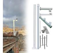 Outdoor Security Camera Mounting Pole with Solar Panel Bracket, Surveillance Post with Wire Hole and Multiple Style Braces for Enhanced Stability, Galvanized Steel Construction