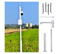 Outdoor Security Camera Pole Galvanized Steel Cameras Column Mounting Pole System Extender Pole，10-20 FT Adjustable Security Camera Pole with Ground Cage & Screws Segmented Mounting Stand f