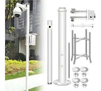 Outdoor Security Camera Pole Galvanized Steel Cameras Column Mounting Pole System Extender Pole，8FT to 20FT Adjustable Security Camera Pole - Universal Surveillance Post Stand with 4 Bracket