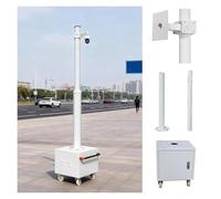 Outdoor Security Camera Pole Galvanized Steel Cameras Column Mounting Pole System Extender Pole，Mobile Security Camera Stand with Wheels Adjustable 9.8 ft CCTV Pole Bracket for Easy Surveil