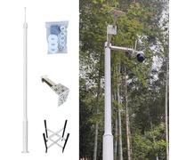 Outdoor Security Camera Pole Galvanized Steel Cameras Column Mounting Pole System Extender Pole，Outdoor Security Camera Pole with Universal Bracket & Ground Stake - Weatherproof Surveillance