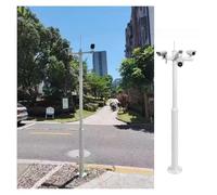 Outdoor Security Camera Pole Galvanized Steel Cameras Column Mounting Pole System Extender Pole，Security Camera Pole Galvanized Steel Surveillance Bracket with 4 Mounting Arms & Lightning R