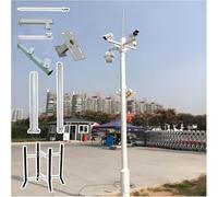 Outdoor Security Camera Pole Galvanized Steel Cameras Column Mounting Pole System Extender Pole，Universal Security Camera Pole 11.4ft Surveillance Post with 4 Brackets Outdoor Stand for Ba