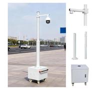 Outdoor Security Camera Pole Galvanized Steel Cameras Column Mounting Pole System Extender Pole，Universal Mobile CCTV Pole Stand on Wheels - 9.8 ft Adjustable Security Camera Mount for Outdo