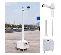 Outdoor Security Camera Pole Galvanized Steel Cameras Column Mounting Pole System Extender Pole，Universal Mobile CCTV Pole Stand with Wheels - 11.5 ft Adjustable Security Camera Mount for Ou
