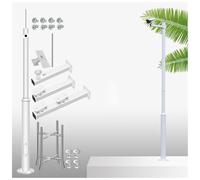 Outdoor Security Camera Pole Set with Brackets & Rebar Cage - Perfect for Surveillance in Parking Lots, Yards & Outdoor Areas - Durable, Easy Installation, Weather-Resistant