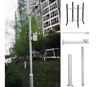 Outdoor Security Camera Pole with Adjustable Segments, Screws, and Ground Cage for Stable Surveillance Mounting