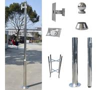 Outdoor Security Camera Pole with Cross Arm - Wide View Monitor Surveillance Mount for All-Weather Use, Durable Metal CCTV Bracket, 2.5m Height