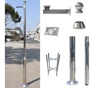 Outdoor Security Camera Pole with Cross Arm - Wide View Monitor Surveillance Mount for All-Weather Use, Durable Metal CCTV Bracket, 2.5m Height