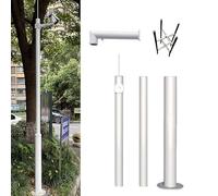 Outdoor Security Camera Pole with Ground Stake, Solar Panel Mount, 9.8ft Round Post for Surveillance Cameras - Durable, Adjustable, Easy Installation