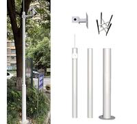 Outdoor Security Camera Pole with Ground Stake, Solar Panel Mount, 9.8ft Round Post for Surveillance Cameras - Durable, Adjustable, Easy Installation