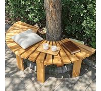 Outdoor Semi-Circular Tree Bench, Weatherproof Solid Wood Slatted Seat, Cozy Rest Area for Lawn, Porch, Deck & Backyard Landscape