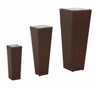 Outdoor Set Basketweave 3 pcs Metal Planter Garden Decor Modern Tall vidaXL
