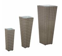 Outdoor Set Basketweave 3 pcs Metal Planter Garden Decor Modern Tall vidaXL
