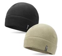 OUTDOOR SHAPING 2 Pack Tactical Fleece Cap Winter Warm Beanie Military Army Watch Cap Gift for Men Women, Black+olive, One size
