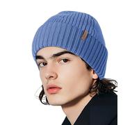 OUTDOOR SHAPING Merino Wool Beanie for Men & Women, Unisex Daily Cuffed Plain Knit Hat, Soft Warm Winter Hat, Sky Blue, One size