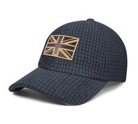 Outdoor Shaping UK Flag Embroidery Leather Patch, Grid Fleece Dad Cap Adjustable, Waffle Baseball Hat Vintage Style, Unisex Casual Cap Breathable, Outdoor Hiking Travel Daily Wear Navy