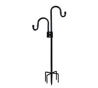 Outdoor Shepherd Hook with 5 Prongs Base for Hanging Plant, 76 Inch Adjustable Metal Stake Stand Heavy Duty Bird Feeder Pole for Solar Lights, Wind Chimes, Wedding Garden Outdoor Decor (76in-1pc)