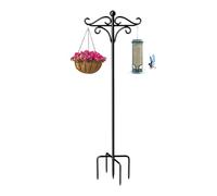 Outdoor Shepherds Hook Pole - Hanging Iron Hook for Garden Bird Feeder | Adjustable Stand with 5-Prong Base for Lanterns Lights Patio Yard Decor Wedding Holiday Outdoor Fixtures