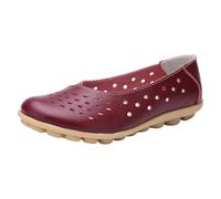 Outdoor Shoes Women's Lightweight Orthopaedic Shoes Hollow Out Leisure Shoes Wedge Heel Women's Shoes Fashion Round Toe Leather Shoes Comfortable Flat Loafers Low Shoes Platform Sandals, Wine Red, 6