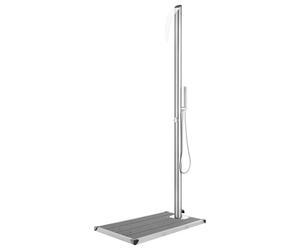 Outdoor Shower 225cm Stainless Steel WPC Grey Base 110x62x5cm Weatherproof Brass