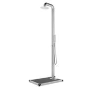 Outdoor Shower 230cm Stainless Steel with Grey WPC Base 80x62x5cm Brushed Finish