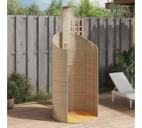 vidaXL Garden Shower, Outdoor Shower with Slatted Base, Steel Frame, Patio Shower for Pool, Swimming Pool, Garden Furniture, Patio Furniture, Beige Poly Rattan, Acacia Wood