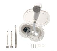 Outdoor Shower Box Stainless Steel Valve G1/2 Thread | Recessed flush mount, 2.5m retractable hose, hot cold mixing lever, UV resistant ASA housing, space saving design