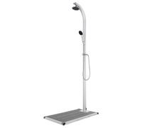 Outdoor Shower Grey 220cm Aluminium Stainless Steel WPC Base 110x62x5cm Single.