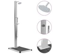 vidaXL Outdoor Shower with Tray WPC Stainless Steel Shower Panels with Bases
