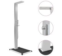 Outdoor Shower with Tray WPC Stainless Steel Panel with Base Brown/Grey vidaXL