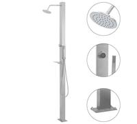 Outdoor Shower Panel Silver 201 Stainless Steel 10x6.5x210cm Rainfall w/150cmSet