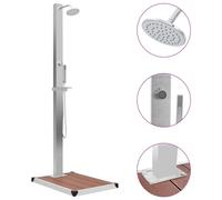 Outdoor Shower with Tray WPC Stainless Steel Panel with Base Brown/Grey vidaXL
