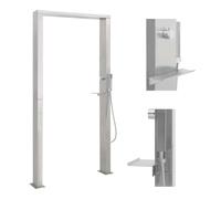 Outdoor Shower Panel Silver 201 Stainless Steel Brushed 10 x 6.5 x 210 cm 15cmØ