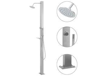 Outdoor Shower Panel Silver 201 Stainless Steel Brushed 10x6.5x210cm Rainfall XL
