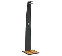 vidaXL Outdoor Shower - Grey Poly Rattan with Acacia Wood Base, Powder-Coated Steel Frame, 55x60x224 cm, UV-, Free Standing Pool/Garden Shower Station
