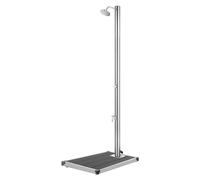 Outdoor Shower Stainless Steel WPC Grey Base 220cm 80x62x5cm Brushed Finish 1pc